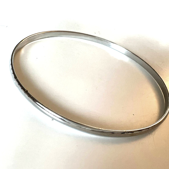 Simple Silver Tone Slim Bangle Bracelet - Picture 2 of 2